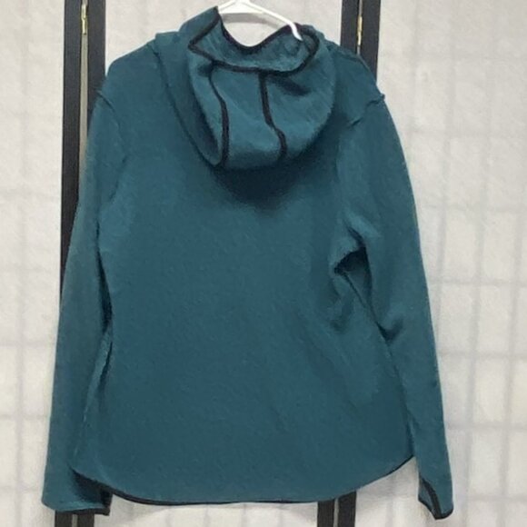 Danskin XL Black Turquoise Marled Long Sleeve Kangaroo Pocket Hoodie Pullover XL - Picture 6 of 11